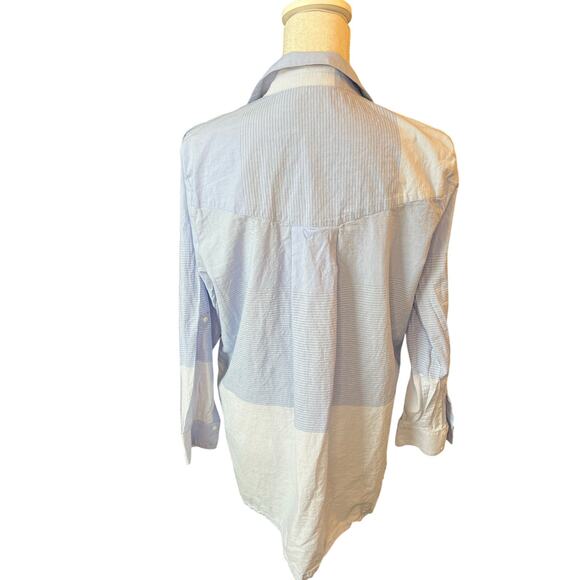 Zara basic collection blue stripe button down dress shirt casual preppy neutral - Picture 5 of 8